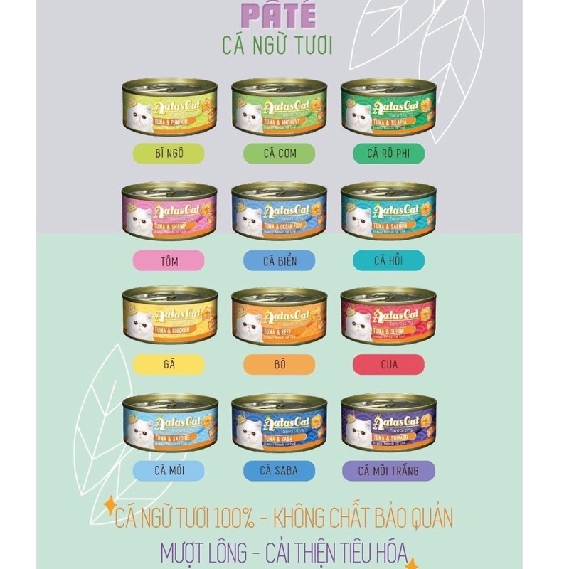 Thùng 24 lon pate AATAS CAT cho mèo mix vị tuỳ ý