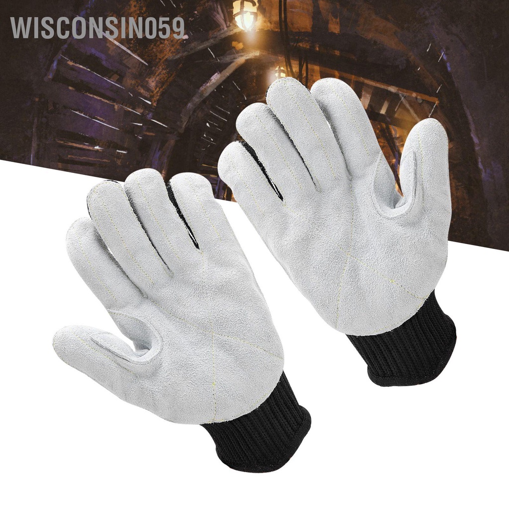 Wisconsin059 Pair Protective Gloves Grade 5 Anti‑Cutting Polyethylene Fiber Leather for Workshop Security
