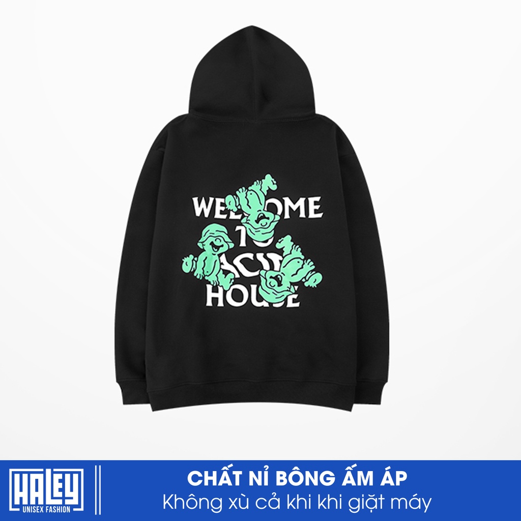 Áo hoodie nam nữ unisex nỉ bông HALEY Wellcome Houise Hàn Quốc mã HD206 Chất nỉ đẹp dày - Quà tặng ngẫu nhiên