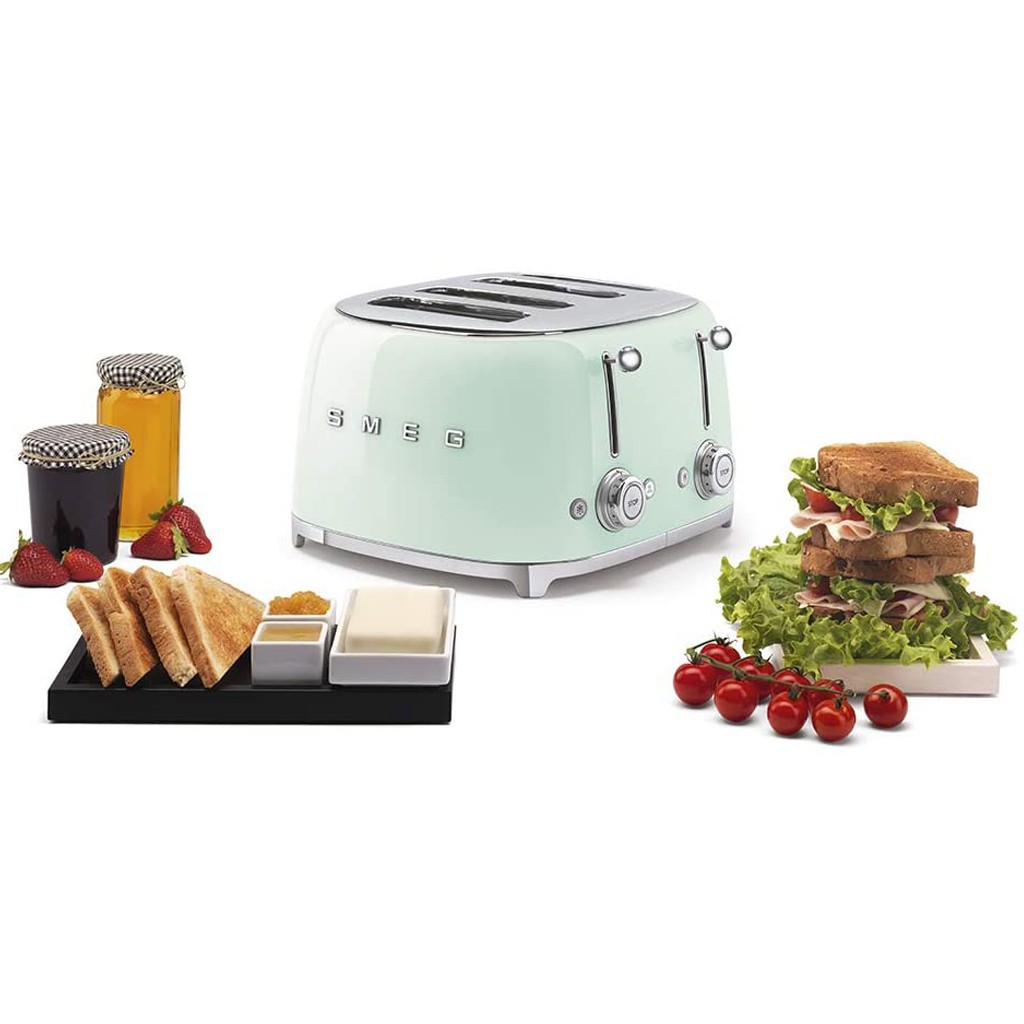 Máy Nướng Bánh Mì Sandwhich Smeg TSF03PGEU Pastel Green, Thiết Kế Sang Trọng, Nướng Bánh Giòn - Nhập Khẩu Từ Đức