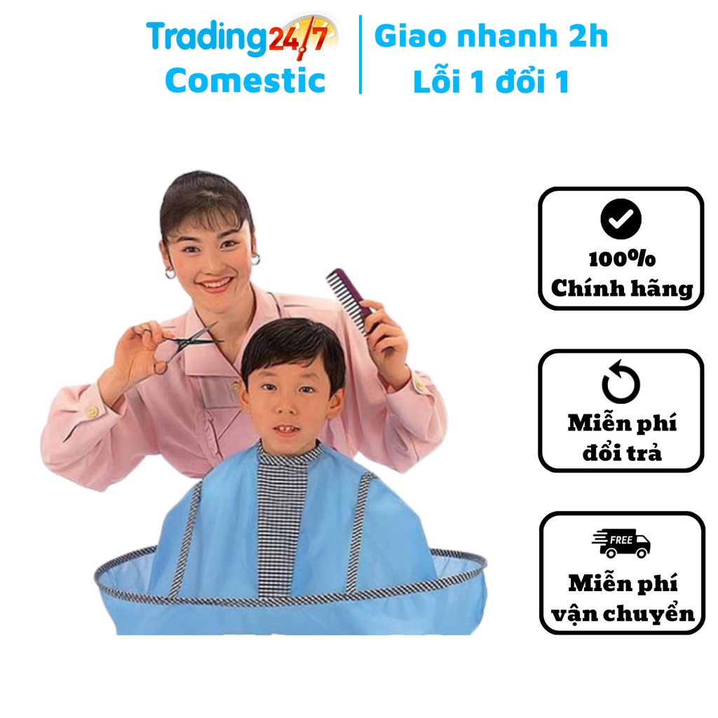Áo choàng cắt tóc có khay hứng chống thấm nước cho bé nội địa Nhật Bản