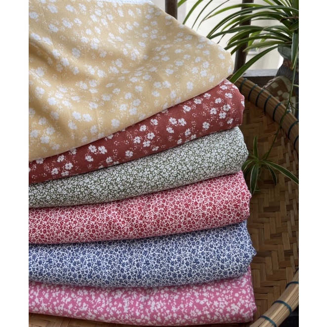 Vải đũi cotton hoa nhí vintage
