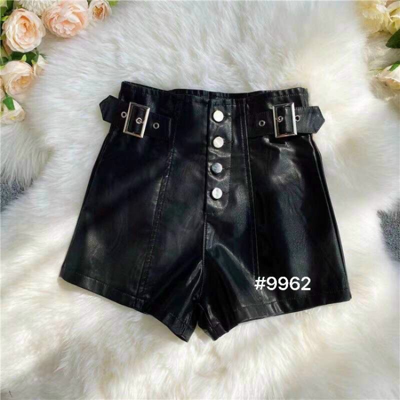 Quần sóc da đai 2 bên cạnh cao