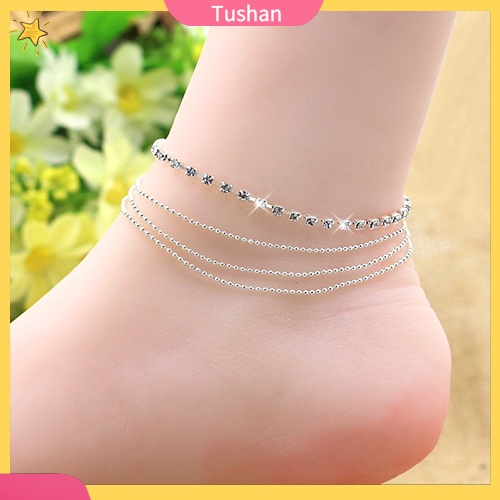 Lắc chân 4 lớp đính đá độc đáo cho nữ