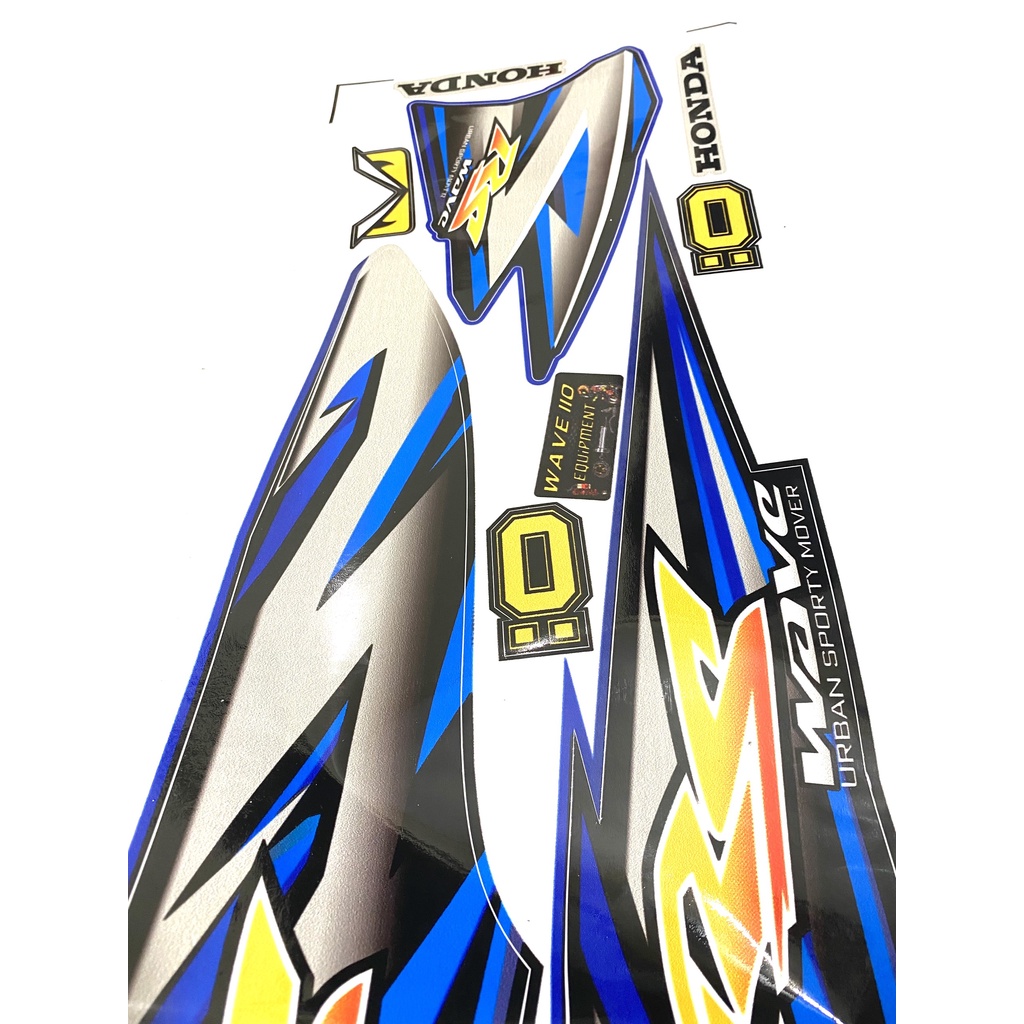 Tem Rời WAVE RS  Màu Xanh Dương Dùng Cho Xe Wave50cc-100-110(Tem 3 Lớp Chống Phai Màu)