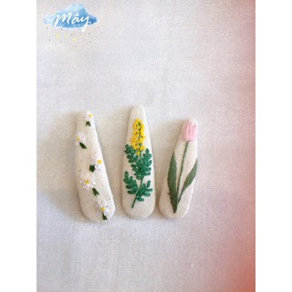 Kẹp tóc bọc vải thêu hoa handmade
