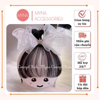 Bờm cài tóc giả cho bé gái nơ voan_ myna kids