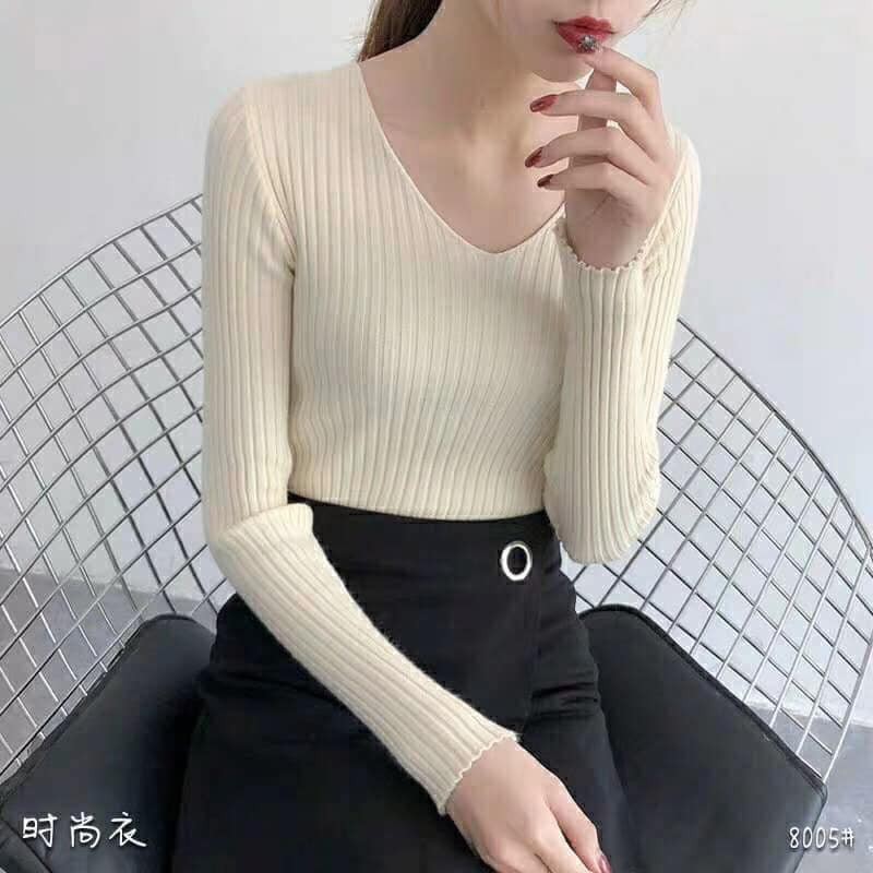 Áo len đũa cổ tim | BigBuy360 - bigbuy360.vn