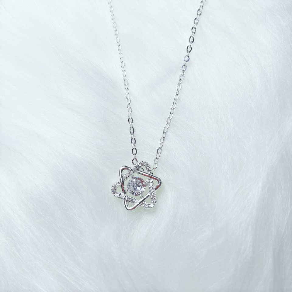 Dây chuyền bạc nữ 2 hình tam giác đan nhau, Vòng cổ chất liệu bạc ta sang trọng - Trang sức bạc Evasilver