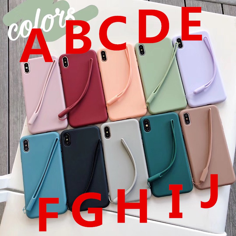 Ốp điện thoại TPU mềm màu kẹo có dây co giãn cho IPhone X XR XS max | BigBuy360 - bigbuy360.vn