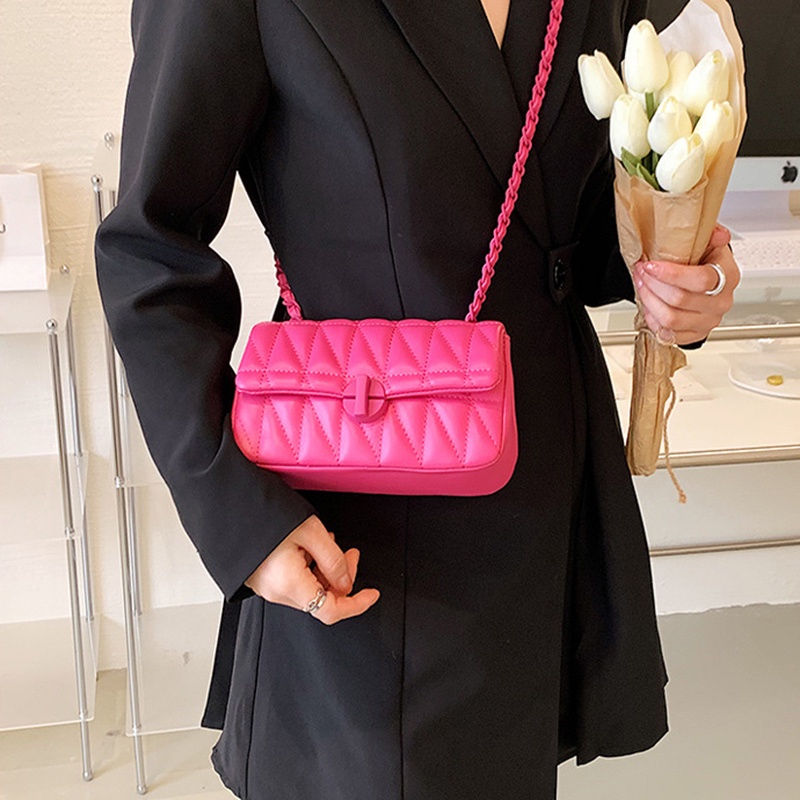 Túi đeo vai IELGY hình vuông cỡ nhỏ dây đeo phối xích thời trang cho nữ