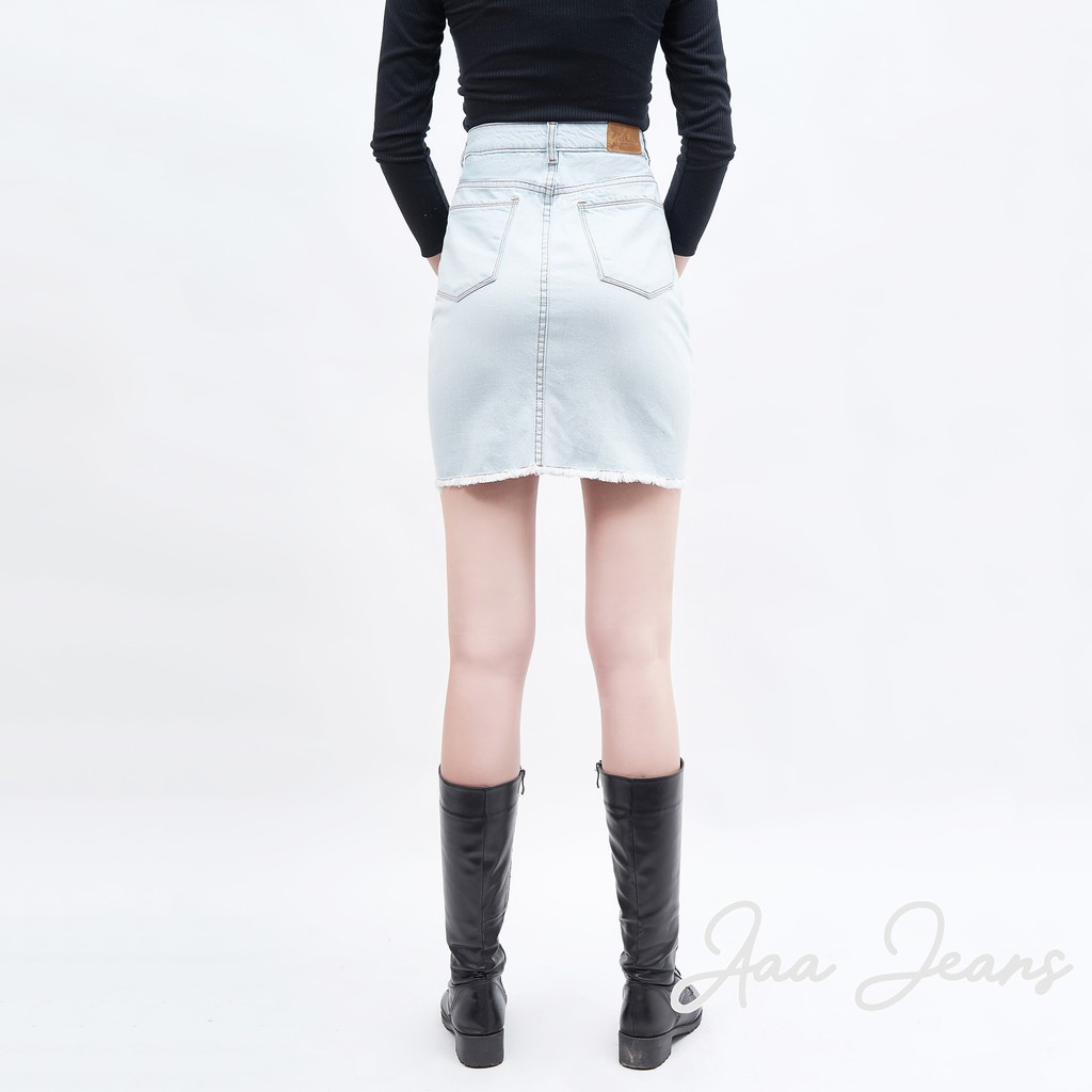Chân Váy Jean Aaa Jeans Lưng Cao Rách Xanh Phấn | BigBuy360 - bigbuy360.vn