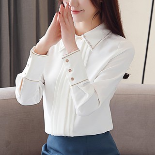 Áo sơ mi voan thêu họa tiết thời trang mùa xuân hàn quốc dành cho nữ