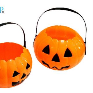 Giỏ bí ngô nhựa, có đèn và không đèn. Halloween