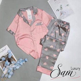 Đồ ngủ nữ pijama hàn quốc, mặc ở nhà, chất liệu lụa latin mềm mịn, Sam luxury ‣