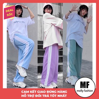 Quần ống rộng nữ dáng suông Unisex 1 sọc Freesize dành cho cả nam và nữ Molly Fashion