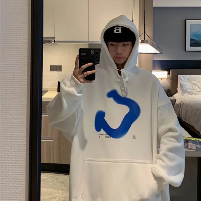 Áo Hoodie Thể Thao Dáng Rộng In Chữ Phong Cách Hip Hop Đường Phố Hàn Quốc Cỡ M-5XL Cho Nam