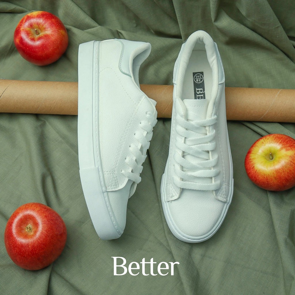 Giày nữ da trắng sneaker ALL WHITE 020118002 Better Shoes