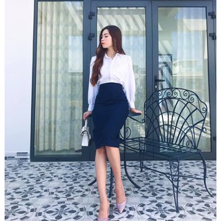 Chân Váy Công Sở Nữ Cao Cấp Chất Vải Cotton Lạnh Co Dãn 3 Màu