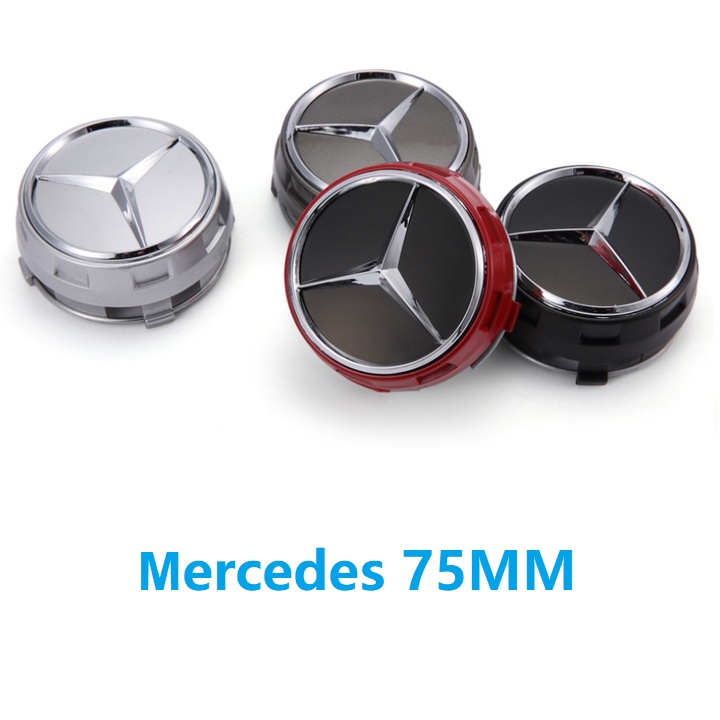 Logo chụp mâm, ốp lazang bánh xe ô tô Mercedes TY-886 - Kích thước: Đường kính ngoài 75MM
