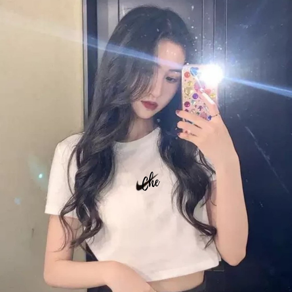 Áo Kiểu Nữ Trơn Ngắn Tay GenY Áo Croptop Nữ Cổ Tròn Hai Màu Trắng Đen Siêu Đẹp | BigBuy360 - bigbuy360.vn