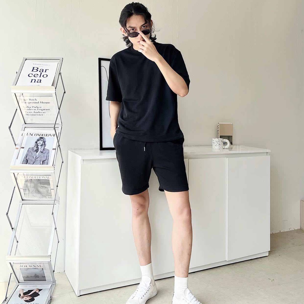 Bộ thể thao nam, đồ bộ nam mặc nhà mùa hè chất Cotton Xốp Thái nguyên sét quần áo đùi cọc tay có khóa túi win99