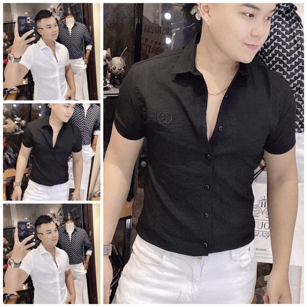 Áo sơ mi nam tay ngắn logo thêu, Vải đũi nhật mềm mịn cao cấp, kiểu dáng sang trọng lịch lãm siêu đẹp [NEW UNISEX]