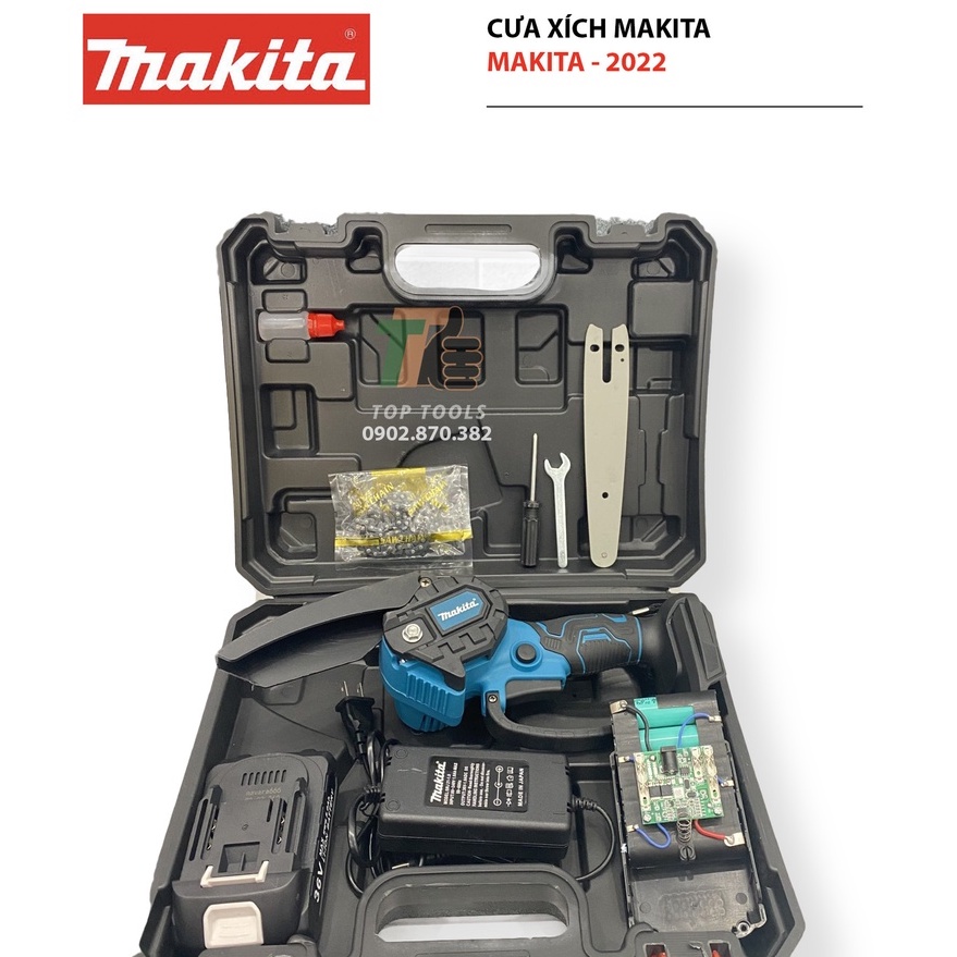 Máy cưa mini cầm tay, Máy cưa pin cầm tay Makita lam dài 6in, Pin 10 cell, Sử dụng động cơ không chổi than