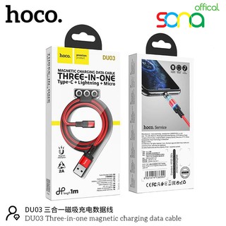 Dây sạc nam châm, cáp sạc thay 3 đầu linh động DU03 HOCO chính hãng bảo hành 12 tháng - SONA Offical