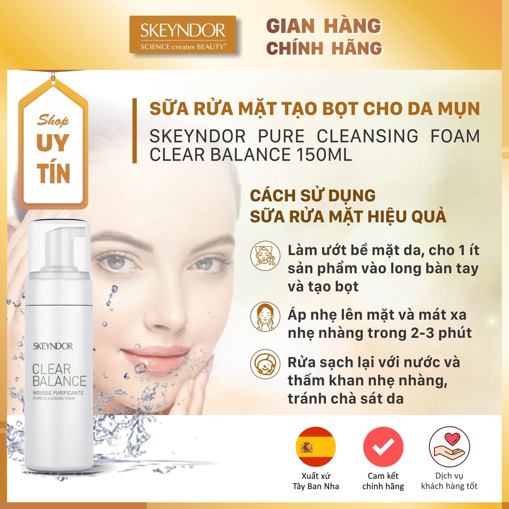 Sữa rửa mặt tạo bọt cho da mụn SKEYNDOR Pure Cleansing Foam Clear Balance 150ml | BigBuy360 - bigbuy360.vn