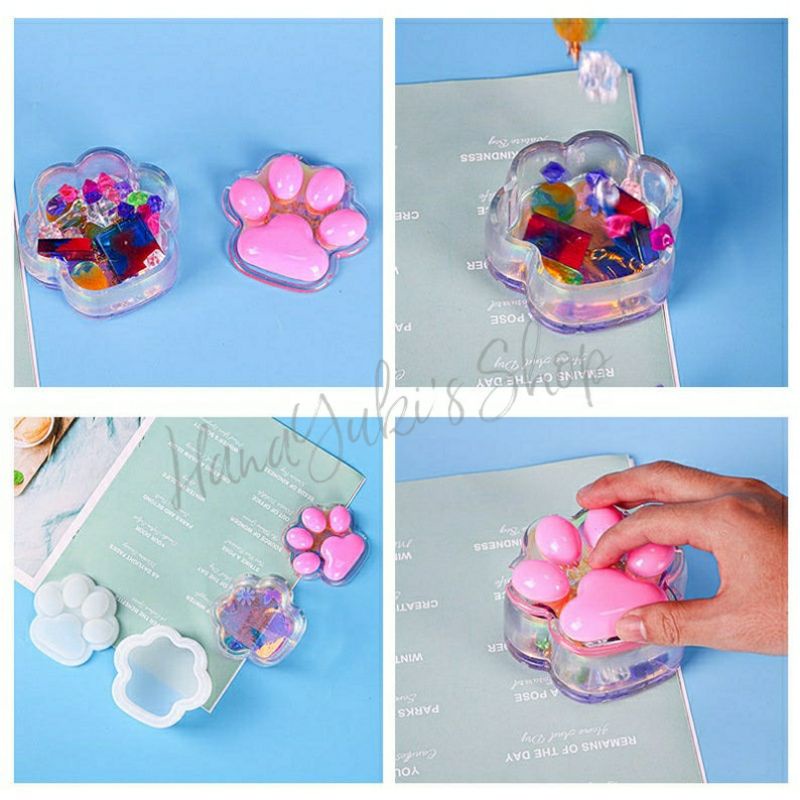 Khuôn hộp đựng hình bàn chân mèo - Paw Cat Box Mold - Resin Handmade - ❄HanaYuki❄