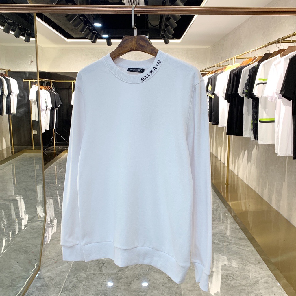 Balma1n 2021 Áo sweater cotton tay dài cổ tròn in chữ phong cách mới cho nam