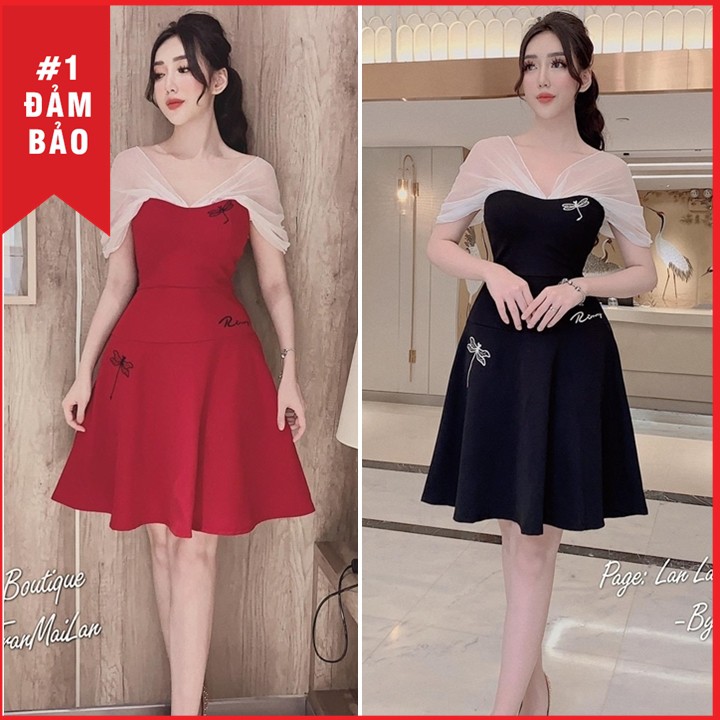 Đầm nữ dự tiệc xinh dáng xòe trễ vai Thời Trang Emy 75636