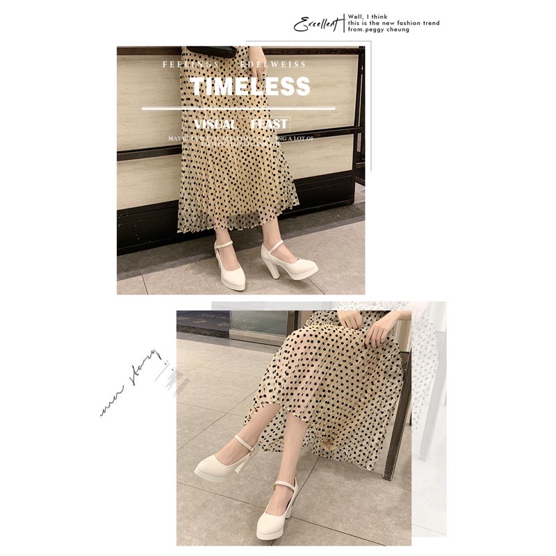 Giày cao gót đế đúp gót vuông cao 9cm M8073