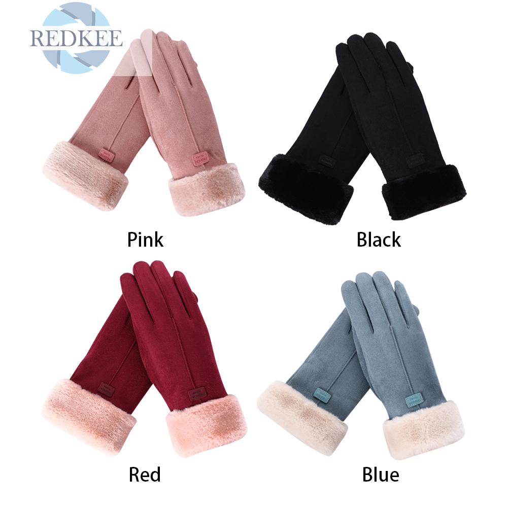 Đôi Găng Tay Da Lộn Giữ Ấm Cảm Ứng Thời Trang Cho Nữ