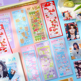 Zanmo nhãn dán sticker gấu thỏ mèo cún kim tuyến lấp lánh trang trí toploader