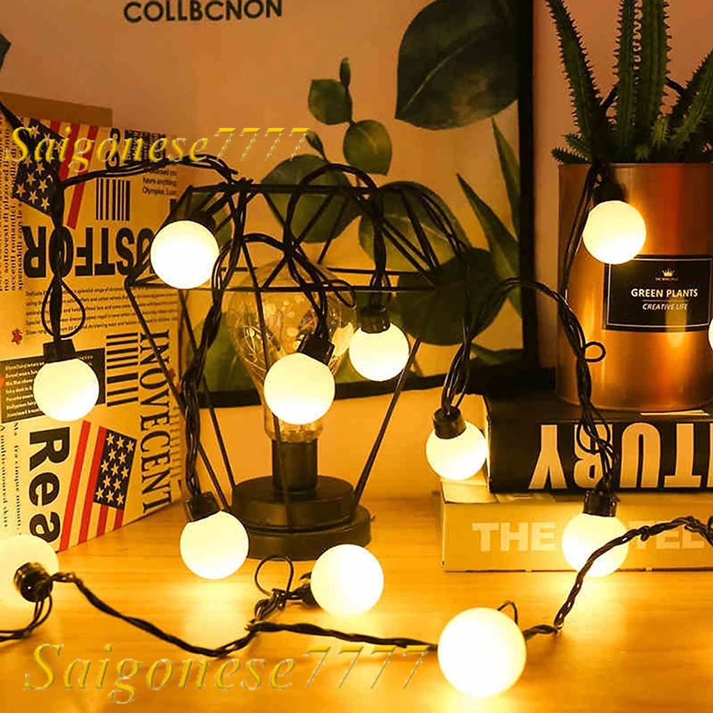 Dài 5 Mét 20 Bóng Đèn Tròn Cherry Ball Ping Pong Dây Đèn Led Chống Nước Trang Trí Ngoài Trời Noel Tết