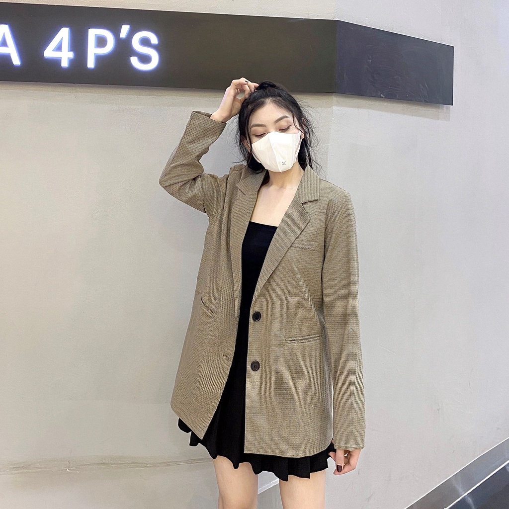 Áo Blazer nữ 2 lớp - Áo Vest khoác ngoài 𝐒𝐓𝐘𝐋𝐄 𝐔𝐋𝐙𝐙𝐀𝐍𝐆 Hàn Quốc 4 cúc, túi nắp siêu Xinh | SchoolF