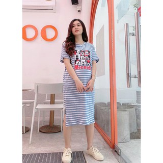 Đầm thun sọc xẻ tà