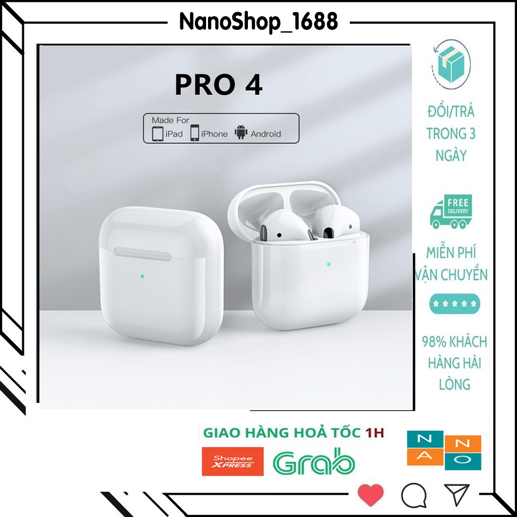 Tai Nghe Pro4, Tai Nghe Bluetooth Pro 4 Không Dây Cho Android và Ios Đẳng Cấp, Định Vị Đổi Tên NanoShop_1688