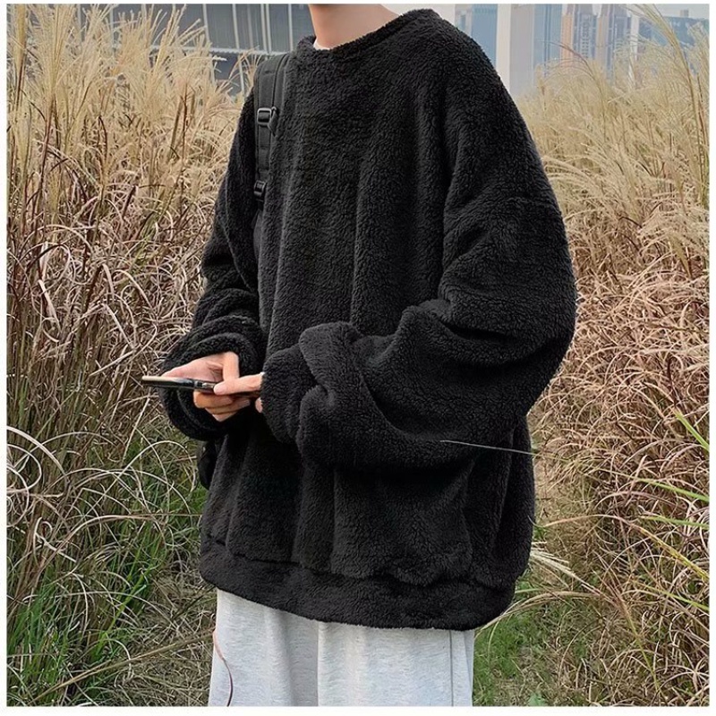 Áo sweater cổ tròn màu trơn phong cách Hàn Quốc thời trang mùa thu cho nam size M-2XL