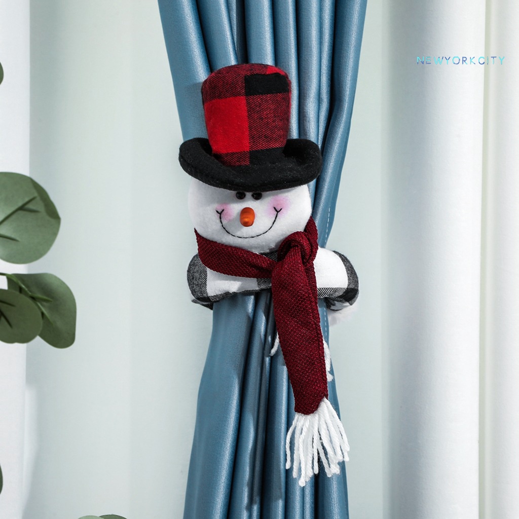 Cod-curtain Móc Treo Rèm Cửa Sổ Bằng Vải Thiết Kế Hình Ông Già Noel / Người Tuyết Trang Trí Nhà Cửa Dịp Giáng Sinh