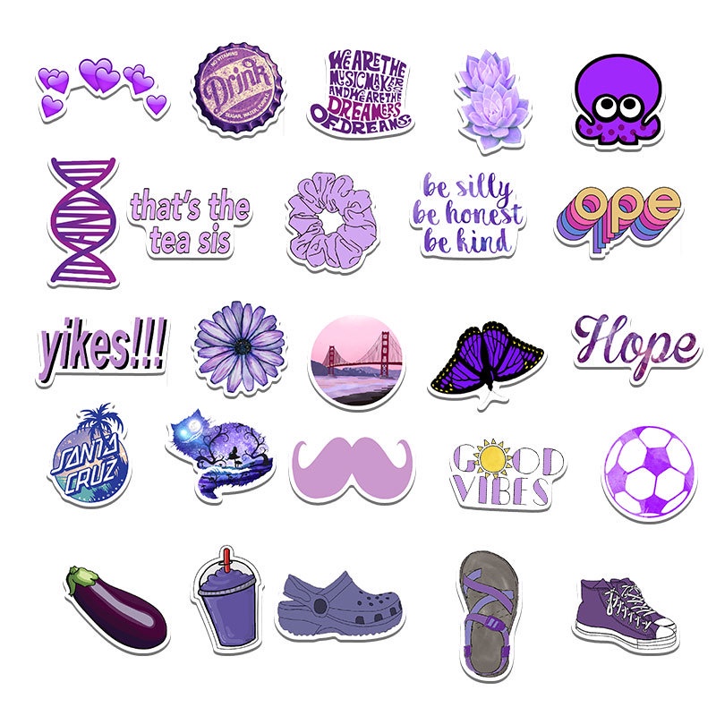 ❉ Ins Purple Romantic Series 01 Stickers ❉ 50Pcs/Set DIY Fashion Mixed Luggage Laptop Skateboard Doodle Decals Stickers