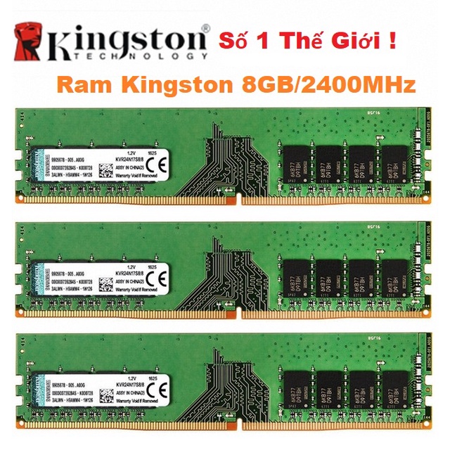 Ram PC Kingston 8GB DDR4 2400MHz Chính Hãng - Bảo hành 36 Tháng