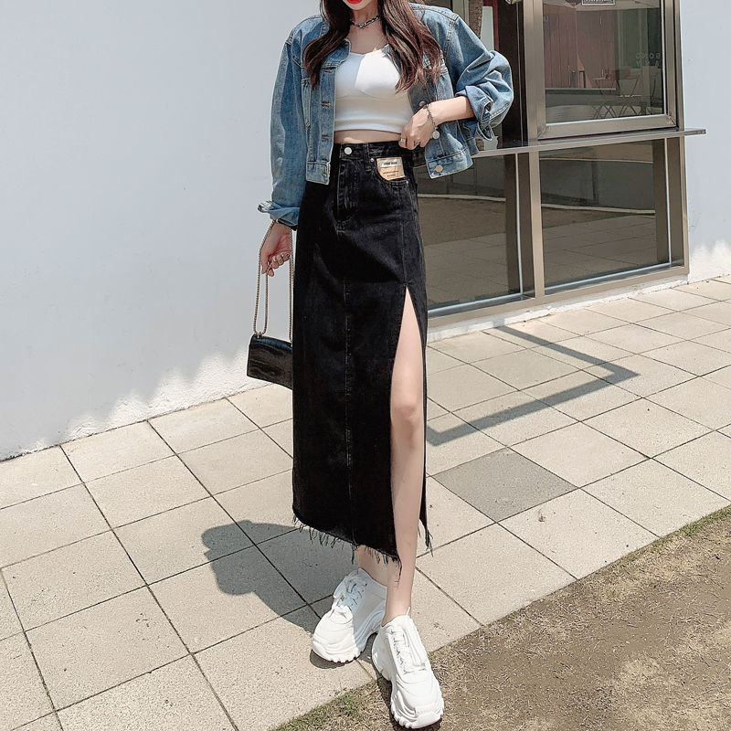 Chân Váy Jean Dáng Chữ A Rộng Kiểu Xẻ Tà Phong Cách Thời Trang Mùa Hè Cho Nữ