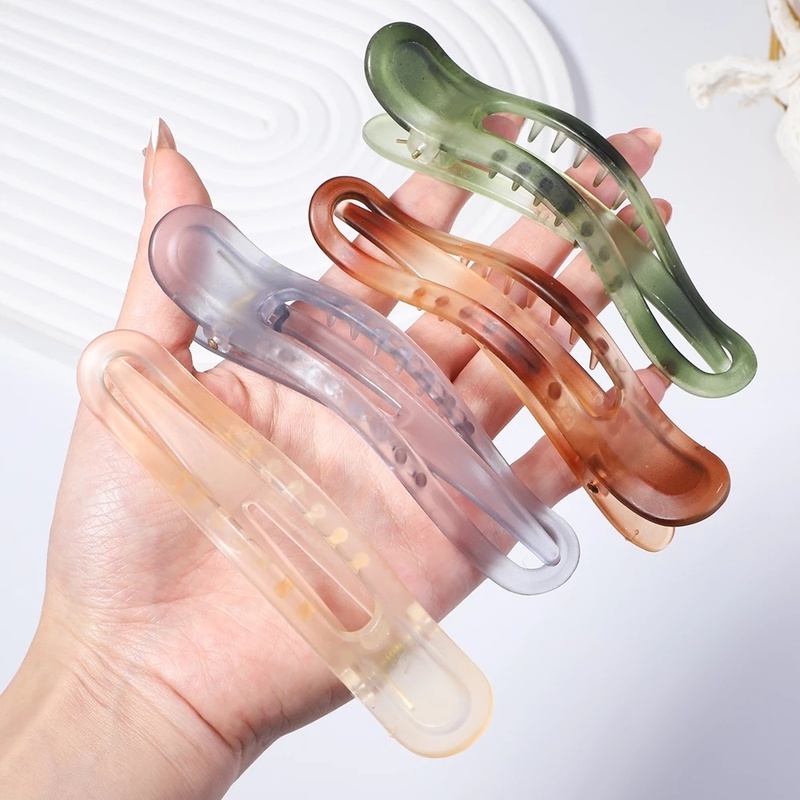 Kẹp Tóc Đuôi Ngựa Cỡ Lớn Bằng Acrylic Mặt Nhám Màu Sắc Gradient Thanh Lịch Dành Cho Nữ