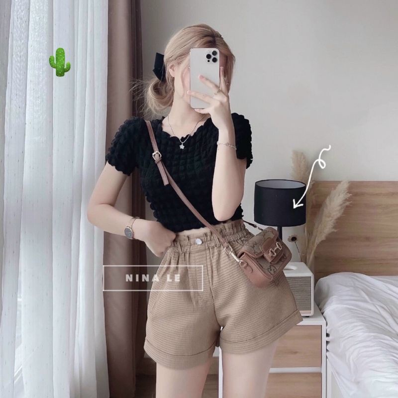 🌺 Áo croptop xốp vuông ngắn tay xịn xò mẫu siêu hót 🌺