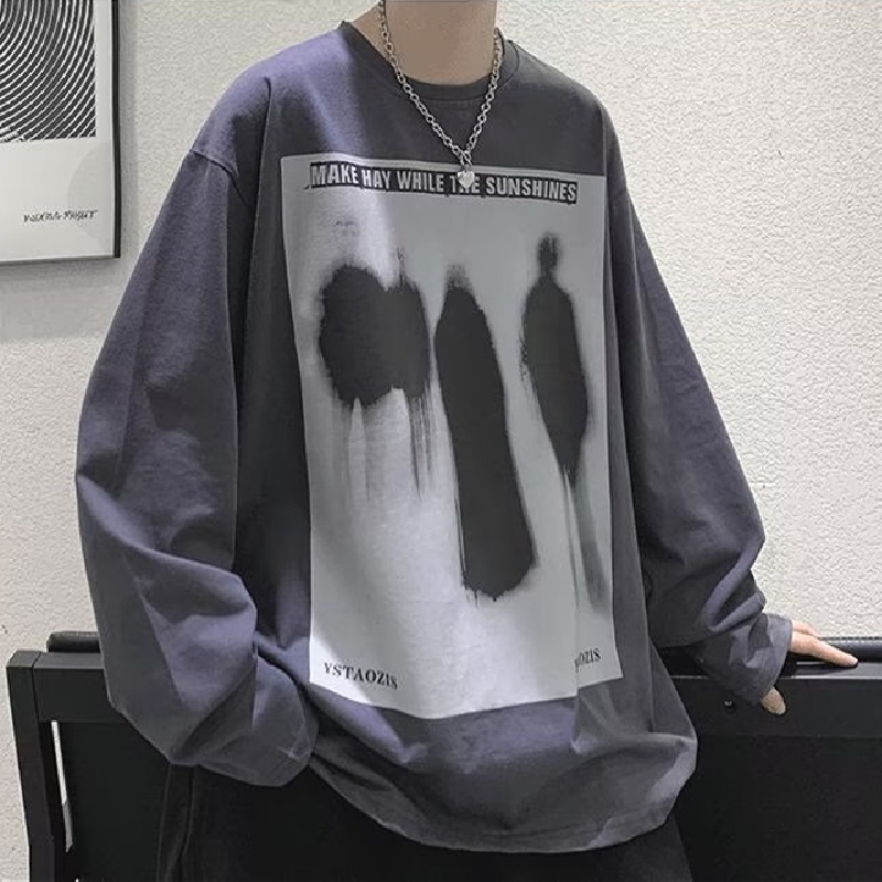 Áo Thun Tay Dài Cổ Thuyền Dáng Rộng In Chữ Thoải Mái Thời Trang unisex Size M-5XL