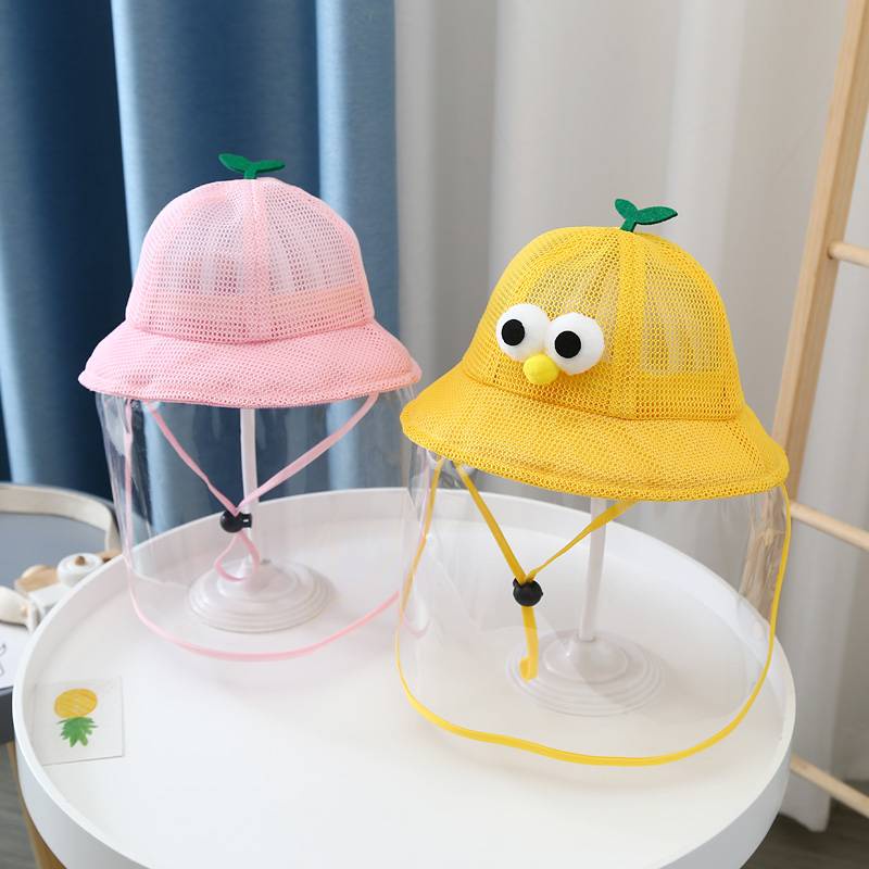 Mũ tai bèo có lưới bảo vệ chống giọt bắn có thể tháo rời hình hoạt hình dễ thương cho bé