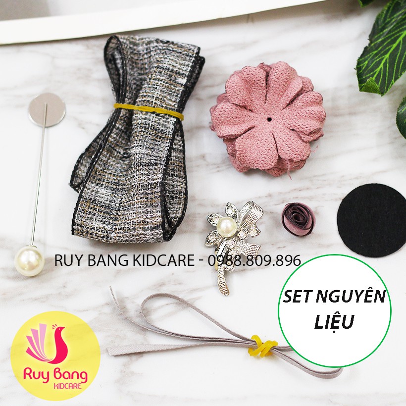 Set nguyên liệu cài áo hoa len